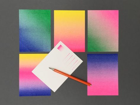 Riso Calendar, Print Shop Ideas, Illustration Design Graphique, Printed Portfolio, Colorful Gradient, Riso Print, Risograph Print, Holographic Foil, Design Research