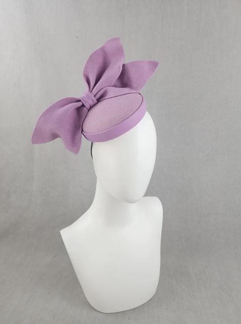 MBM3487 Hat Box, Felt Hat, Pale Blue, Blue Leather, All Design, Fascinator, Lilac, Felt, Hair Accessories