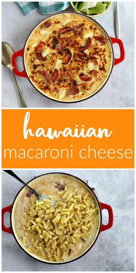 Hawaiian Macaroni Cheese. Hawaiian pizza in pasta form using gammon, pineapple, tomatoes and mozzarella #macaronicheese #pasta #comfortfood #winterfood Pineapple Mac And Cheese, Hawaiian Mac And Cheese, Ham Mac And Cheese, Tomatoes And Mozzarella, Pizza Soup, Classic Mac And Cheese, Best Macaroni And Cheese, Hawaiian Recipes, 2023 Recipes