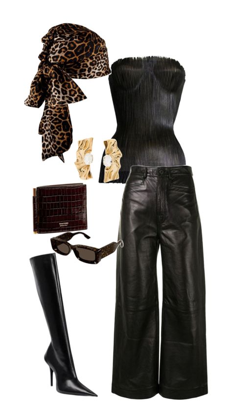 Black Leather Pants Outfit, Going Out Outfit, Leather Pants Outfit, Outfit Night, Outfit Layout, Black Leather Pants, Dinner Outfits, Fashion Fits, Lookbook Outfits