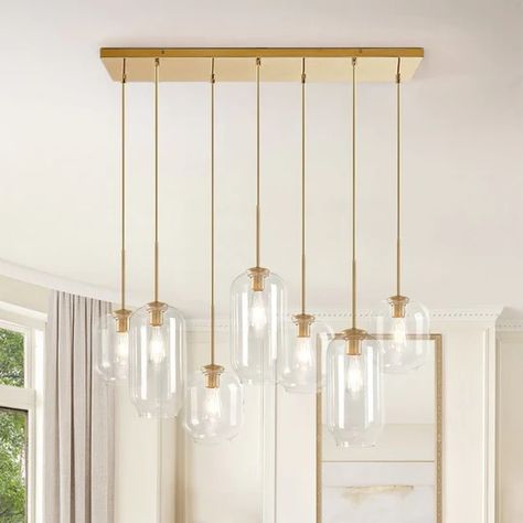 Chandeliers – LightFixturesUSA Fabric Chandelier, Clear Glass Pendant Light, Lights And Shadows, Chandelier Kitchen, Glass Globe Pendant Light, Kitchen Island Pendant, Kitchen Island Chandelier, Living Interior, Long Dining Table