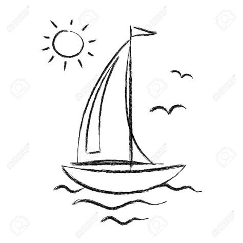 Sailboat Drawing, Boat Sketch, Boat Tattoo, Boat Cartoon, Boat Drawing, Water Drawing, Boat Art, Cartoon Images, Arte Pop