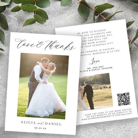 QR CODE love and thanks script 2 photo wedding Thank You Card Calligraphy Thank You, Invitation Kits, Trendy Chic, Photo Wedding, Free Birthday Invitations, Free Birthday Invitation Templates, Kids Stationery, Wedding Thank You Cards, Personalized Card