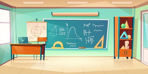 Aula para el aprendizaje de las matemáti... | Free Vector #Freepik #freevector #escuela Classroom Interior, Classroom Background, Welcome To School, Anime Places, School Hallways, Episode Backgrounds, Scenery Background, Trigonometry, Beakers