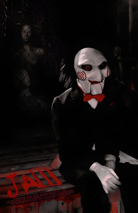 Jigsaw Movie, Billy The Puppet, Jigsaw Saw, Saw Film, Horror Photos, Wall Decor Retro, Scary Movie Characters, Horror Villains, Scary Wallpaper