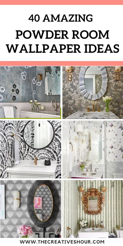 40 Best Powder Room Wallpaper Ideas For A Dreamy Oasis Powder Rooms With Wallpaper, Half Bath Wallpaper Accent Wall, Half Bath Wallpaper Ideas, Bathroom Ideas With Wallpaper, Powder Room Wallpaper Accent Wall, Wallpaper For Small Bathroom, Shiplap Bathrooms, Powder Room Ideas Wallpaper, Powder Room Wallpaper Modern