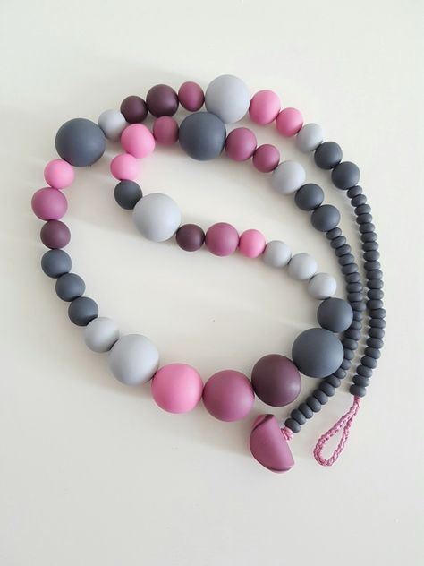 Polymer clay necklace Clay Beaded Necklace, Polymer Clay Beaded Necklace, Bead Accessories, Evening Necklace, Clay Bead Necklace, Jewelry Clay, Gray Necklace, Modern Necklace, Colorful Necklace