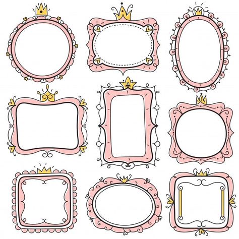 Floral Mirror Frame, Kids Certificate, Romantic Template, Princess Frame, Crown Kids, Princess Mirror, Crown Frames, Certificate Border, Birthday Invitation Card