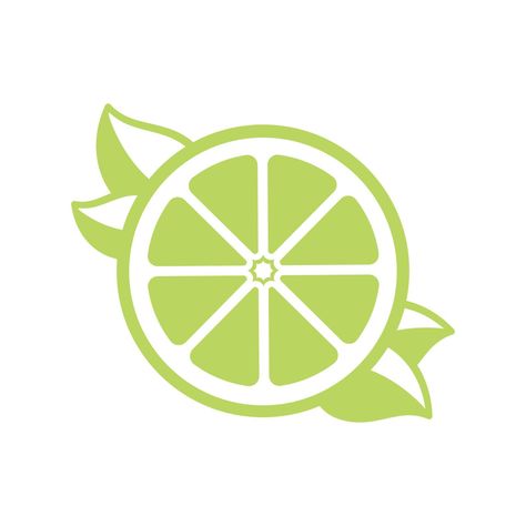 Green lemon lime citrus fruit slice with leaves silhouette. Simple flat icon logo clip art vector design Leaves Silhouette, Finger Lime, Green Lemon, Leaf Silhouette, Fruit Slice, Elegant Logo, Citrus Fruit, Flat Icon, Lemon Lime