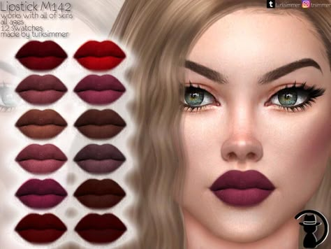 Sims 4 Red Lipstick, Sims 4 Red Lipstick Cc, Sims 4 Cc Eyeglasses, Sims 4 Cc Lipstick, Mod Makeup, Lipstick Dark Red, Girls Lipstick, Fall Lipstick, Red Lip Makeup