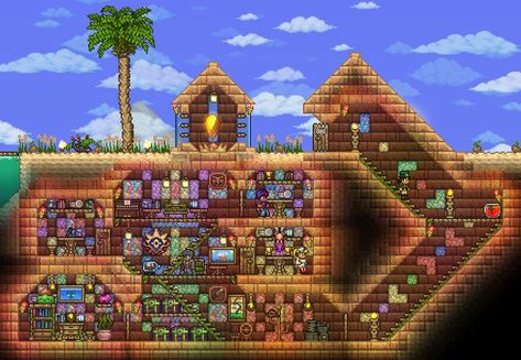 Terraria Game, Terrarium Base, Terraria Tips, Terraria House Ideas, Terraria House Design, Desert House, Minecraft Plans, Terrarium Decor, Desert Homes