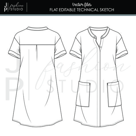 Women Shirt Flat Sketch, Kurta Flat Sketch, Shirt Dress Flat Sketch, Indigo Photoshoot, Flat Sketches Fashion, Chinese Collar Shirt, Blouse Drawing, Women Shirt Dress, Girls Kurti