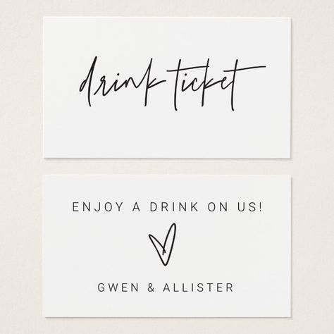 Bar Free Drink Ticket Wedding Card Reception G400 - Sympathy Tokens gifts Drinks Voucher Wedding, Wedding Drink Tickets Ideas, Drink Tickets Printable Free, Drink Tickets Wedding, Coffee Bar Wedding Reception, Wedding Late Night Snacks, Wedding Drink Tickets, Drink Tickets, Coffee Bar Wedding