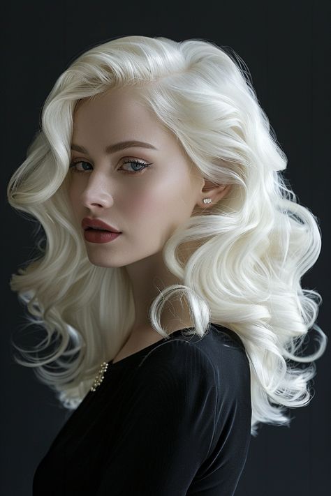 Platinum Blonde Hair Color, Long White Hair, White Blonde Hair, Mob Wife, Blonde Curls, White Blonde, Nails Makeup, Platinum Blonde Hair, Hair Nails