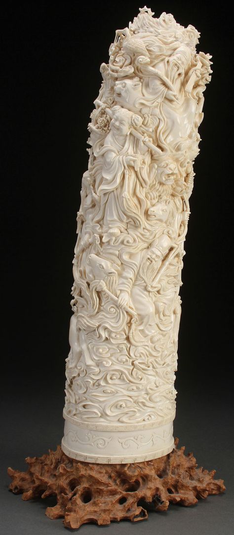 Historical Sculptures, Ivory Trade, American Fine Art, Buddhist Symbols, Deep Relief, Cork Art, Antiques And Collectibles, Bone Carving, Jade Carving