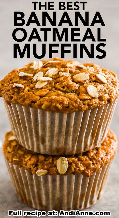 These banana oatmeal muffins recipe are the best healthy breakfast muffin filled with delicious old fashioned rolled oats, sweetened with honey and ripe bananas. The perfect breakfast or snack recipe! Banana Muffins No Sugar, Oat Muffins Healthy, Banana Muffin Recipe Healthy, Banana Oat Muffins Healthy, Banana Oatmeal Muffins Healthy, Oatmeal Banana Bread, Oatmeal Muffins Healthy, Banana Recipes Overripe, Oatmeal Muffin Recipes