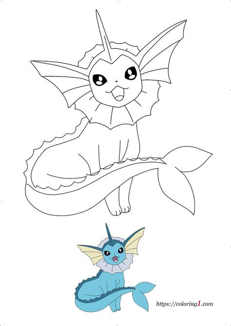 Pokemon Eevee Evolutions - Vaporeon Coloring Pages - 2 Free Coloring Sheets (2021) Pokemon Eevee Coloring Pages, Eevee Evolutions Drawing, Eevee Evolutions Coloring Pages, Vaporeon Coloring Page, Vaporeon Tattoo, Eevee Coloring Pages, Pokémon Coloring Pages, Coloring Pokemon, Pokemon Coloring Sheets