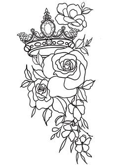 Shoulder Tattoos For Women Outline, Crown Shoulder Tattoos For Women, Crown Flower Tattoo, Crown And Roses Tattoo, Rose And Crown Tattoo, Crown With Flowers Tattoo, Princess Tiara Tattoo, Flower Crown Tattoo, Tiara Tattoo