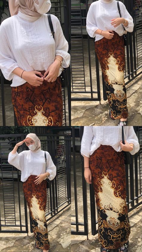 Ootd Kondangan Hijab Styles Simple, Outfit Rok Batik, Skirt Batik Modern, Kondangan Outfit, Batik Skirt, Kebaya Dress, Casual Hijab Outfit, Batik Fashion, Hijabi Outfits Casual