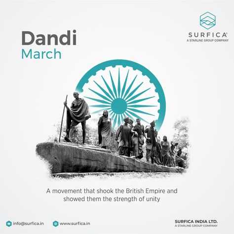 This day marks the beginning of Mahatma Gandhi’s iconic Dandi March Dandi March..! #Surfica #Surficalam #Laminates #laminate #laminatescollection #LaminatesDesign #BestLaminates #LuxuryLaminates #LaminateCollection #LaminateSheet #DandiMarchDay #dandisatyagraha #dandi #DandiYatra #SaltMarch #mahatmagandhi Dandi March Poster, Republic Day Poster Design Ideas, Dandi March, Flex Background, This Day, Freedom Fighters Of India, A2 Milk, Catalog Design Layout, Gold And Black Background