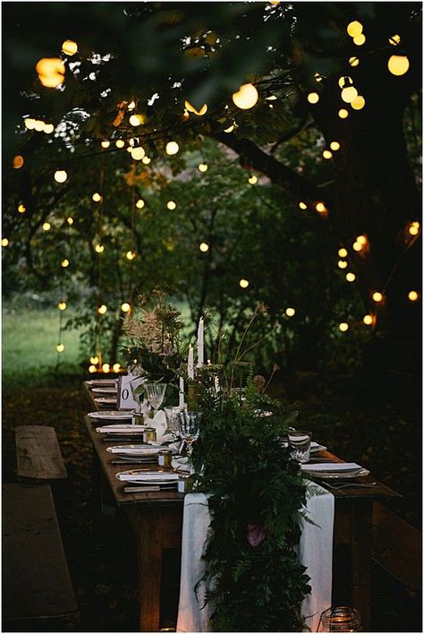 Nighttime Alps wedding in the Forest • Images by | Zephyr & Luna Enchanted Forest Wedding Theme, Twilight Wedding, Holly Wedding, Forest Theme Wedding, French Wedding Style, Decking Area, Enchanted Forest Wedding, Theme Nature, Forest Theme