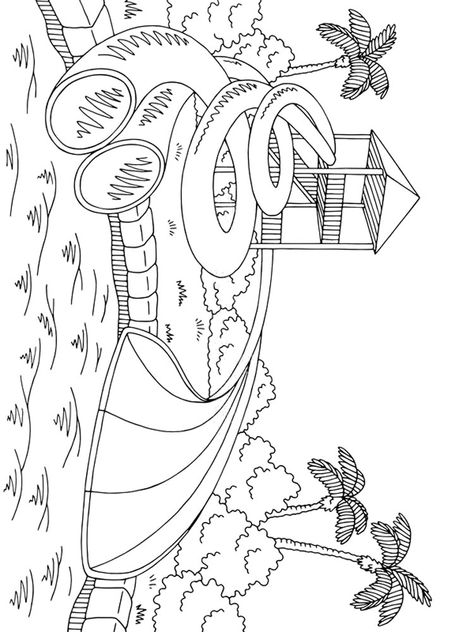 Water Park Drawing, Park Coloring Pages, Water Playground, Drawing Lessons For Kids, Drawing Tutorials For Kids, About Water, Easy Coloring Pages, Slip And Slide, Color Worksheets