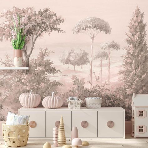 Hot Pink Walls, Jungle Wall Mural, Find Your Happy Place, Blush Walls, Magnolia Gardens, Tropical Trees, Find Your Happy, Slate Wall, Forest Wall Mural