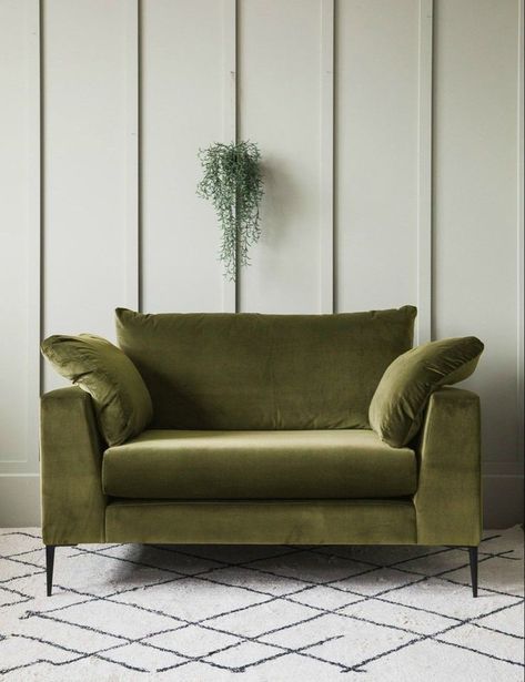 Bar Lounge Area, Big Comfy Chair, Olive Green Velvet, Love Seats, Snuggle Chairs, Green Velvet Sofa, Sofa Online, Dream Living, Sofa Upholstery