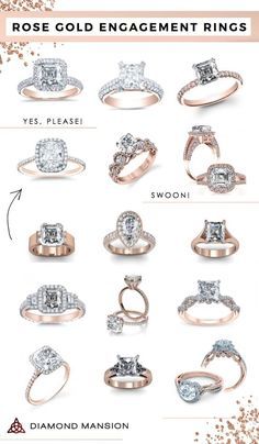 Rose Gold Engagement Rings | Diamond Mansion New Engagement Rings, Rose Gold Rings Engagement, Rose Gold Engagement Rings, Engagement Rings Styles, Types Of Wedding Rings, Big Wedding Rings, Rose Gold Rings, Diamond Gold Ring, Rings Ideas