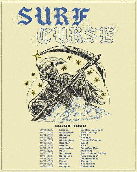 Surf Curse, Singer Art, Grunge Pictures, Vintage Music Posters, Music Flyer, Uk Tour, Music Poster Design, Band Wallpapers, Lyric Poster