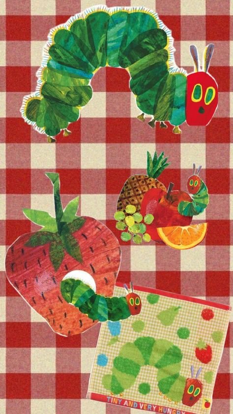 The Very Hunger Caterpillar, Apple Core Aesthetic, Hungry Caterpillar Wallpaper, Hungry Caterpillar Classroom Theme, Caterpillar Aesthetic, Domo Wallpaper, Caterpillar Wallpaper, Picnic Wallpaper, Hungry Caterpillar Craft