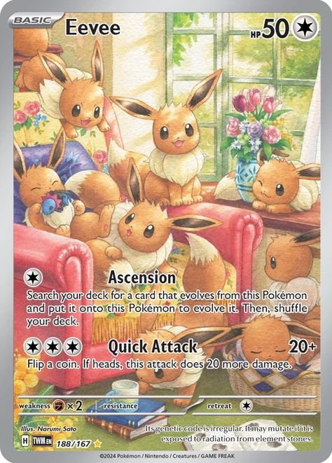 Eevee Family, Kartu Pokemon, Cool Pokemon Cards, Pokemon Stickers, Eevee Evolutions, Pokemon Eevee, Collectible Trading Cards, Pokemon Trading Card Game, Pokemon Trading Card