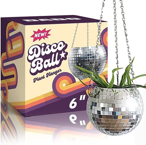 Boho Disco Ball, Disco Planter, Disco Ball Hanging, Pta Mom, Disco Ball Planter, Modern Boho Home Decor, Plants Hanging, Small Indoor Plants, Counselor Office