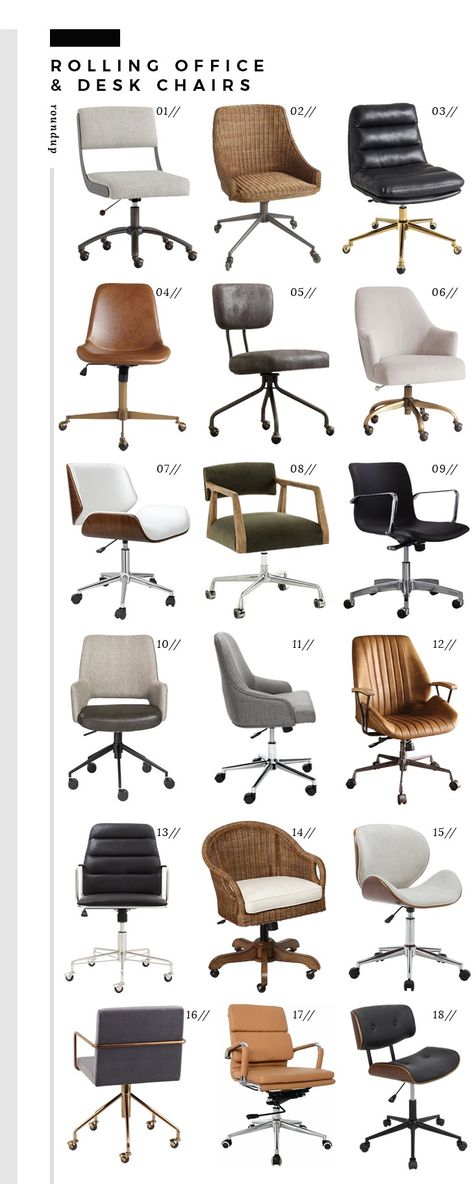 Roundup : Rolling Office & Desk Chairs - Room for Tuesday Rolling Desk Chair, Rolling Office Chair, Chair Drawing, Office Desk Chairs, Comfortable Office Chair, Best Office Chair, Office Chair Design, Work Chair, Black Office Chair