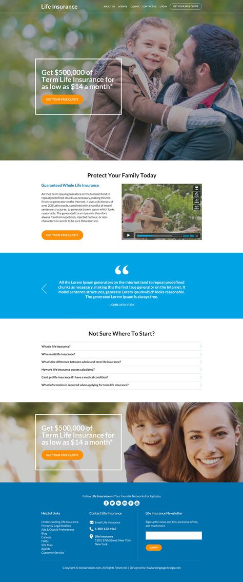 family-life-insurance-resp-website-design-05 | Life Insurance Website Design preview.  Download the best family life insurance coverage responsive website design from https://www.buylandingpagedesign.com/buy/best-family-life-insurance-coverage-responsive-website-design/3244 #lifeinsurance #lifeinsurancepolicy #lifeinsurancecoverage #lifeinsuranceplans #lifeinsuranceagent #lifeinsuranceagency Insurance Website Design, Website Sample, Insurance Website, Website Design Templates, Life Insurance Agent, Whole Life Insurance, Insurance Marketing, Term Insurance, Life Insurance Quotes