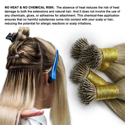 Nano Bead/Nano Link/Nano Ring Hair Extensions Full Cuticle Aligned Double Drawn Pre bonded Nano Tip Virgin Hair Extension Nano Ring Hair Extensions, Hair Ext, Bead Extensions, Wholesale Hair Extensions, Grace Art, Double Drawn Hair, Balayage Color, Ombre Balayage, Hair Life