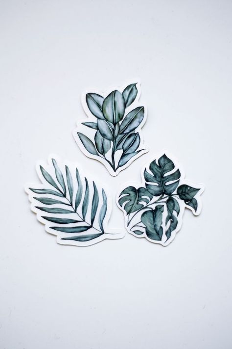 Ficus Tattoos, Olive Branch Art, Botanical Stickers, Koblenz Germany, Ficus Elastica, School Notebooks, Watercolor Leaves, Bookmarks Handmade, Art Stickers