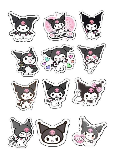 Stickers Sanrio Printable, Cute Kuromi Stickers, Printable Sanrio Stickers, Sanrio Stickers Printable Kuromi, Sanrio Stickers Kuromi, Kuromi Gift Ideas, Kuromi Aesthetic Stickers, Kuromi Printables, Stiker Kuromi