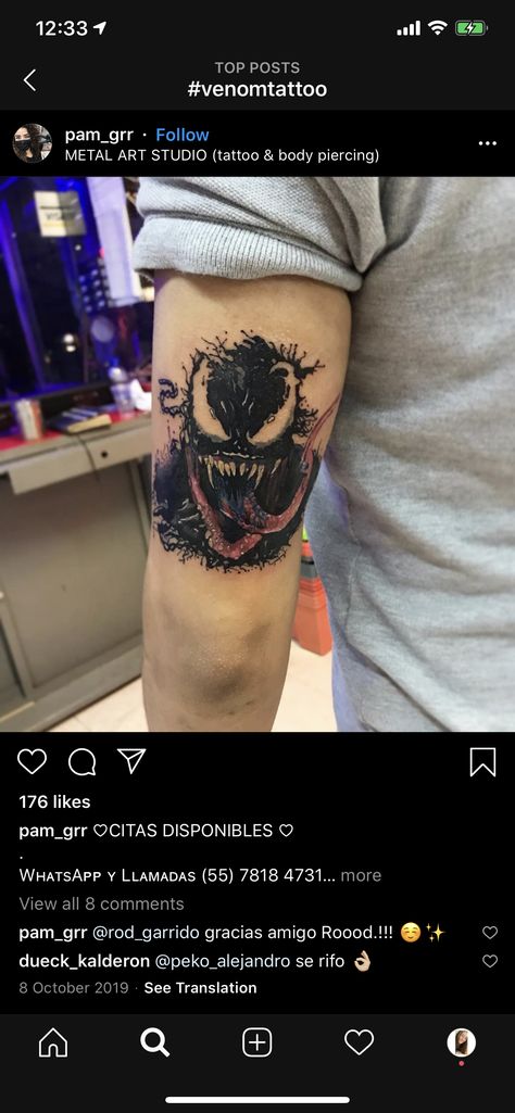 Venum Tatoos, Venom Hand Tattoo, Spiderman Venom Tattoo, Venom Tattoo Design, Venom Tattoo Ideas, Venom Tattoos, Marvel Tattoo Sleeve, Venom Tattoo, Cupid Tattoo