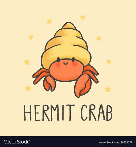 Cute Hermit Crab, Crab Drawing, Crab Cartoon, Crab Art, Animal Character, Drawing Vector, Hermit Crab, Cartoon Drawing, Cartoon Character Design