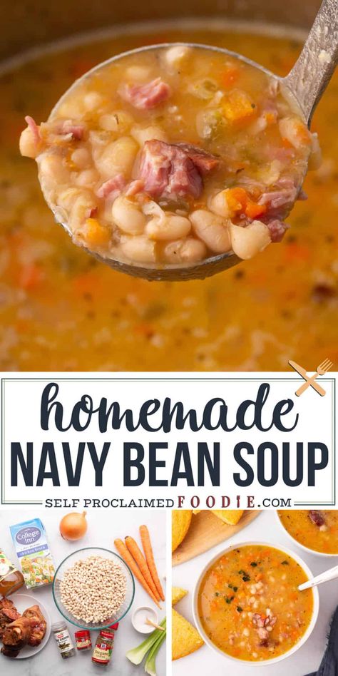 Navy Bean Soup With Ham Hock, Ham Hock And Bean Soup Recipes, Ham Hock Beans, Instant Pot Ham And Beans No Soak, Smoked Ham Hocks And Beans, Hammock And Beans, Navy Bean And Ham Soup Stove Top, Ham Hock Bean Soup, Navy Beans And Ham Hocks Recipe