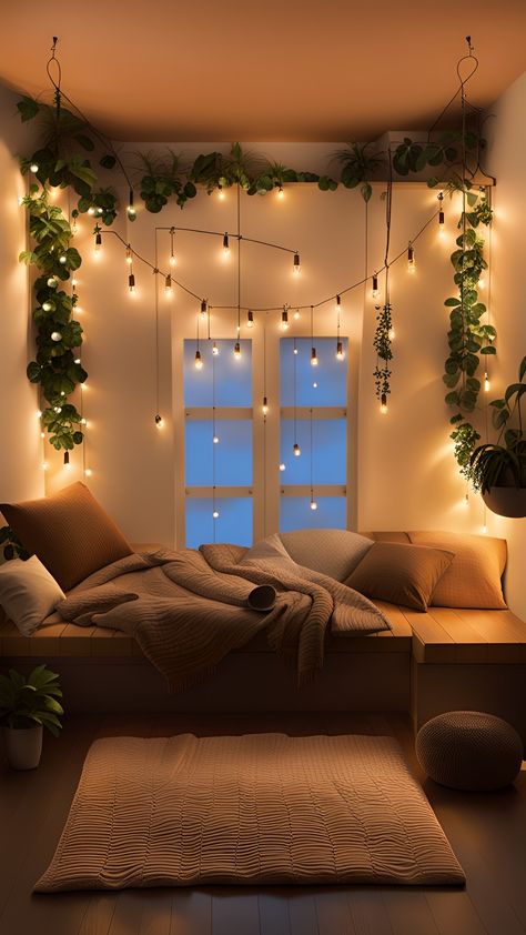 Soothing Spaces: Cozy Bedroom Decor with Soft Lights Cozy Bedroom Lighting, Bedroom Cozy, Dream Room Inspiration, Small Room Bedroom, Triple Threat, Soothing Colors, Cozy Apartment, Dream Rooms, Bedroom Lighting