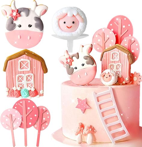 Farm Animal Birthday Cake, Animal Birthday Cake, Farm Animal Cake, Winter Onederland Cake, Cow Cake, Farm Animal Cakes, Animal Themed Birthday Party, Cow Cakes, Animal Birthday Cakes