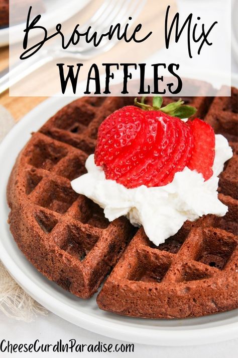 Brownie Mix Waffles, Waffle Iron Brownies, Elevated Breakfast, Brownie Waffles, Brownie Mix Recipes, Cheese Curd, Savory Breakfast Recipes, Waffle Iron Recipes, Friends Recipes