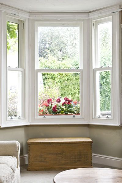 Wooden Sash Window with cast brass sash lifts. For sash window fittings click below: https://www.priorsrec.co.uk/window-furniture/sash-window-furniture/c-p-0-0-12-38 Victorian Sash Windows, Wooden Sliding Windows, Victorian Bay Window, Upvc Sash Windows, Wooden Sash Windows, Lodge Kitchen, Attic Wardrobe, Bay Window Seat, Window Seat Storage