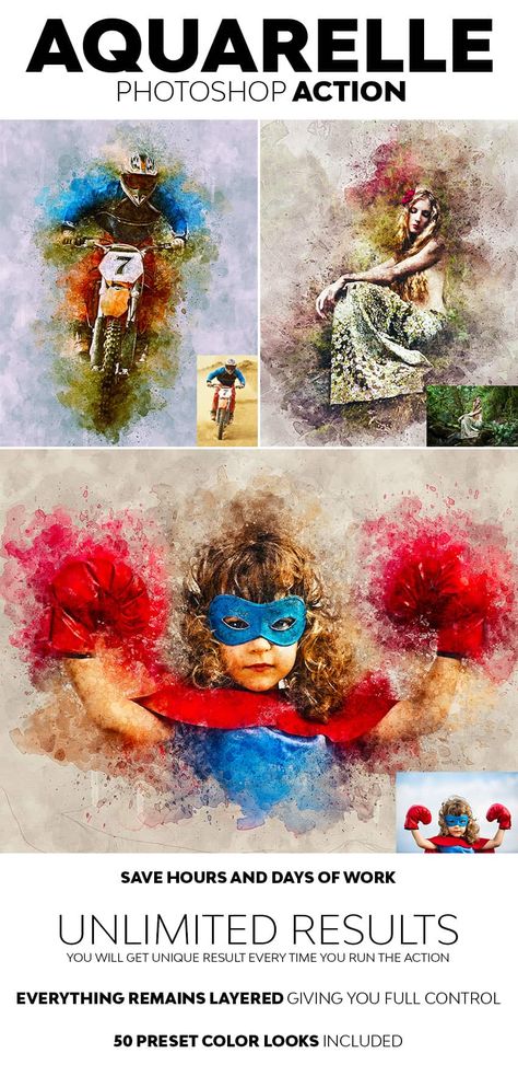 How to Convert Photos Into Paintings Fast With Photoshop Actions Photo To Watercolor, Watercolor Photoshop, Photoshop Tutorial Graphics, Photoshop Watercolor, Picture Editing, Adobe Photoshop Tutorial, Photoshop Techniques, Learn Photoshop, Photoshop Collage