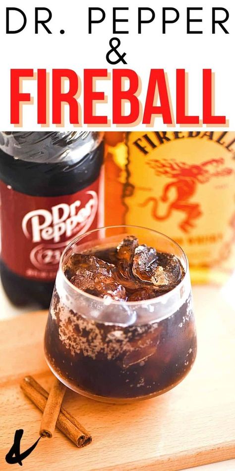 Fireball And Dr Pepper, Dr Pepper Cocktail, Fireball Drinks Recipes, Pepper Cocktail, Unique Alcoholic Drinks, Fireball Recipes, Fireball Drinks, Pepper Recipe, Alcholic Drinks