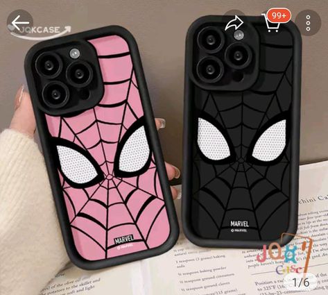 Matching Phone Cases Aesthetic, Spiderman Phone Case, Phone Essentials, Phone Case Diy Paint, Matching Phone Cases, Beautiful Iphone Case, Spiderman Drawing, Couples Phone Cases, Whatsapp Wallpaper Cute