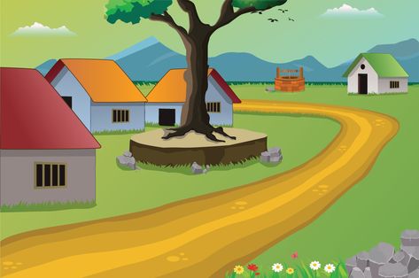 2d Village Background, Cartoon Village Background, Village Animation, Pakistan Village, Cartoon Village, Village Background, Village Road, Cartoon Background, Cityscape Photos