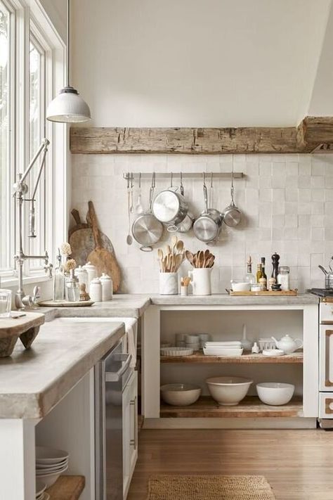 Studio Mcgee Kitchen Styling, Kitchens With Concrete Countertops, Mcgee Kitchen, Modern Farmhouse Style Kitchen, Studio Mcgee Kitchen, French Farmhouse Kitchen, Kitchen 2020, Christmas House Lights, Concrete Countertops Kitchen